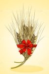 Wheat Spike with Red Ribbon and Bow